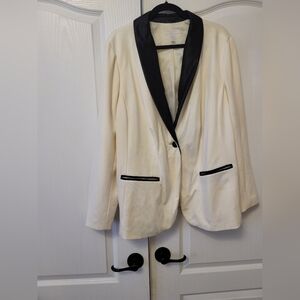 Charter Club Cream Jacket with Black Accents